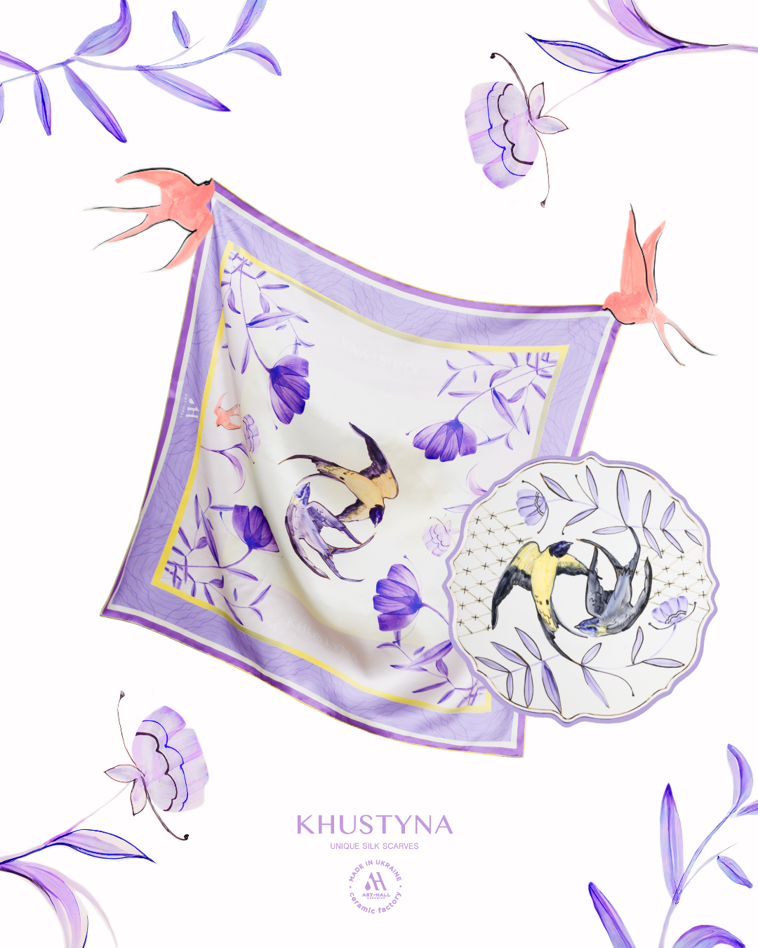 Silk and ceramics combination: exclusive scarves "Ukrainian Easter by Art-Hall"