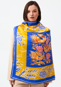 Шовкова хустина - Павичі жовто-блакитні