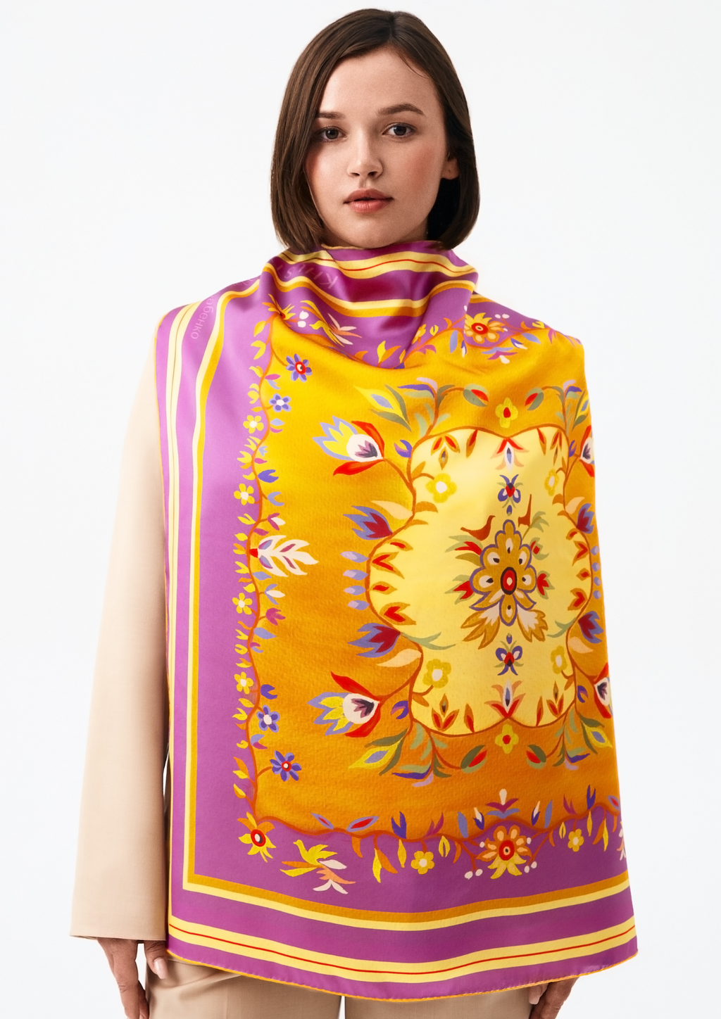 Seidenschal - ukrainischer schwarzer Weizen