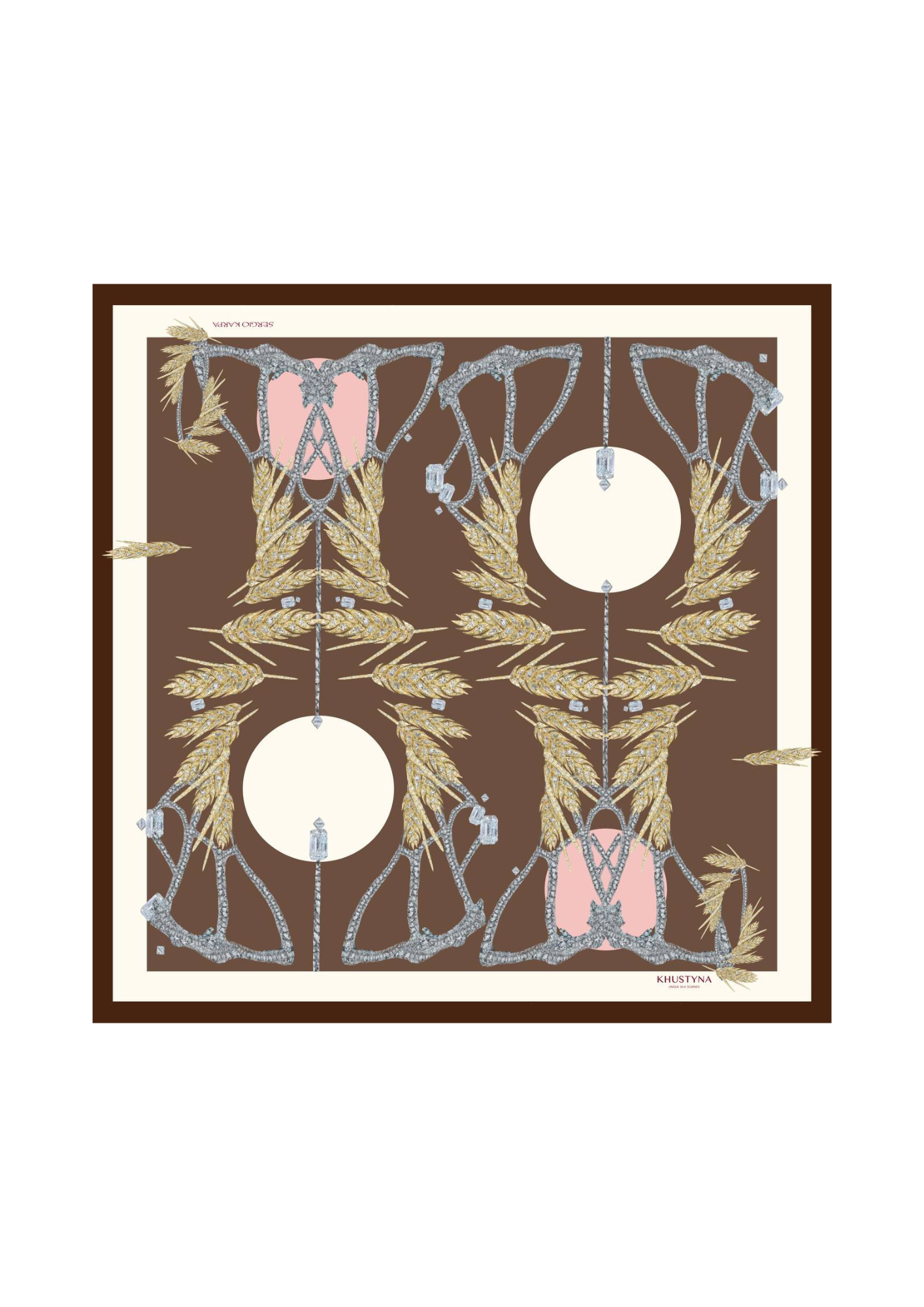 Silk scarf - Gold wheat brown