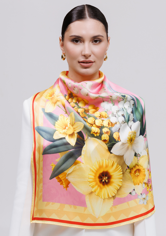 Foulard en soie - Fleurs d'avril ukrainiennes