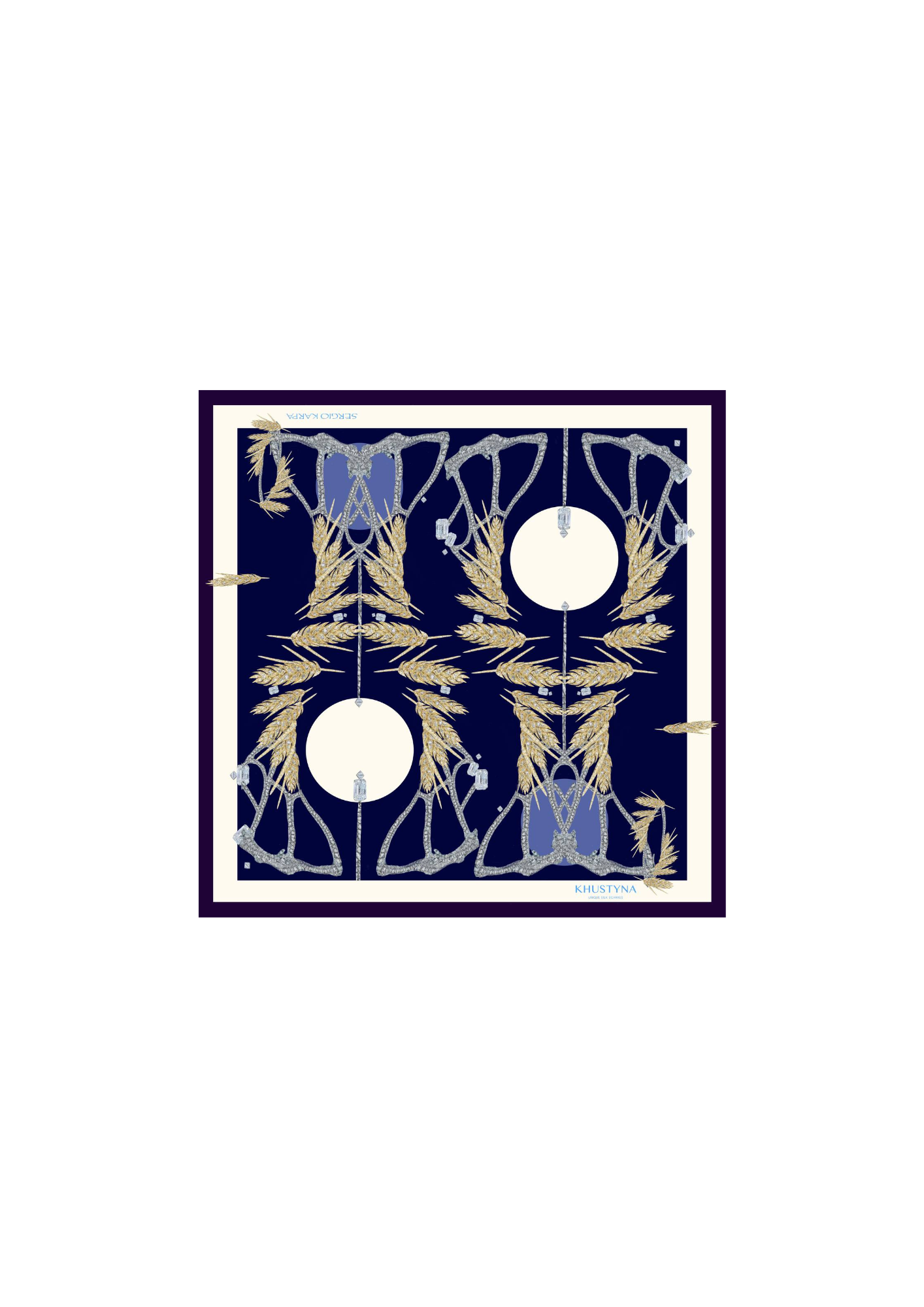 Шовкова хустина - blue gold wheat