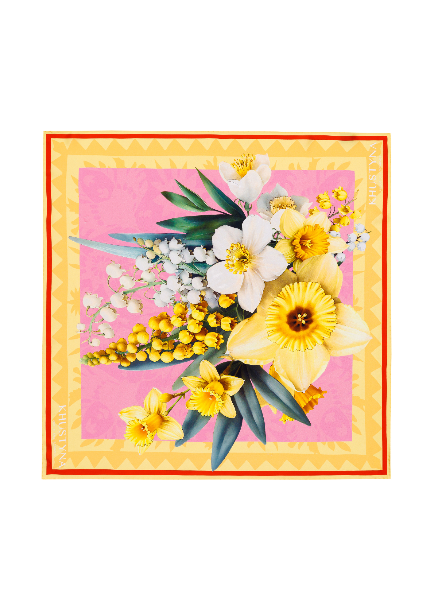 Silk scarf - Ukrainian april flowers