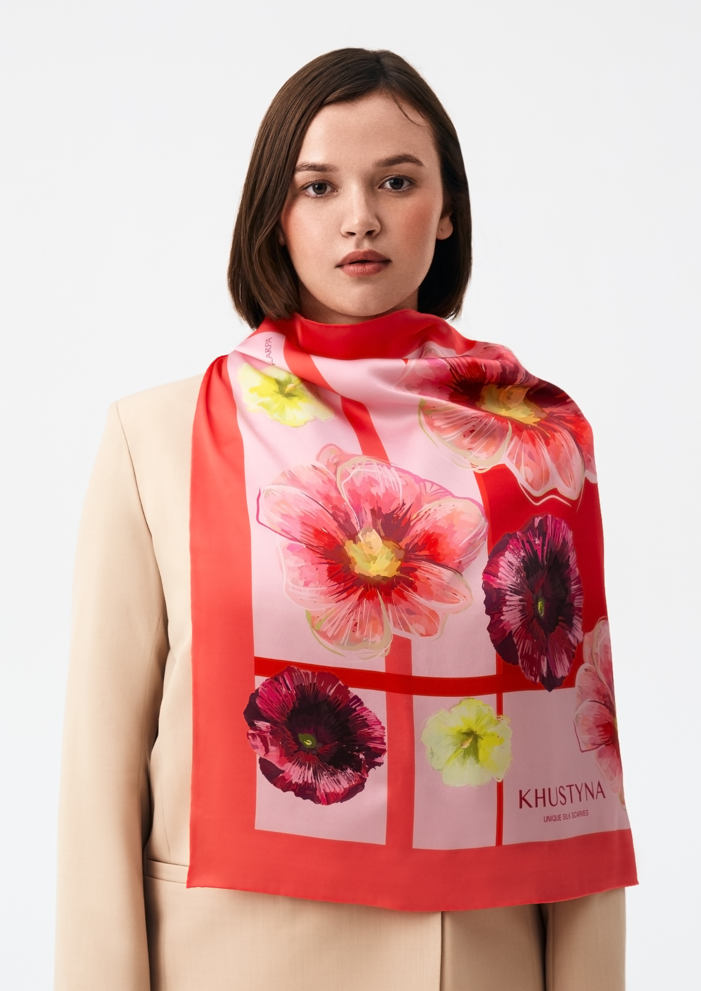 Silk scarf - Ukrainian pink mallow