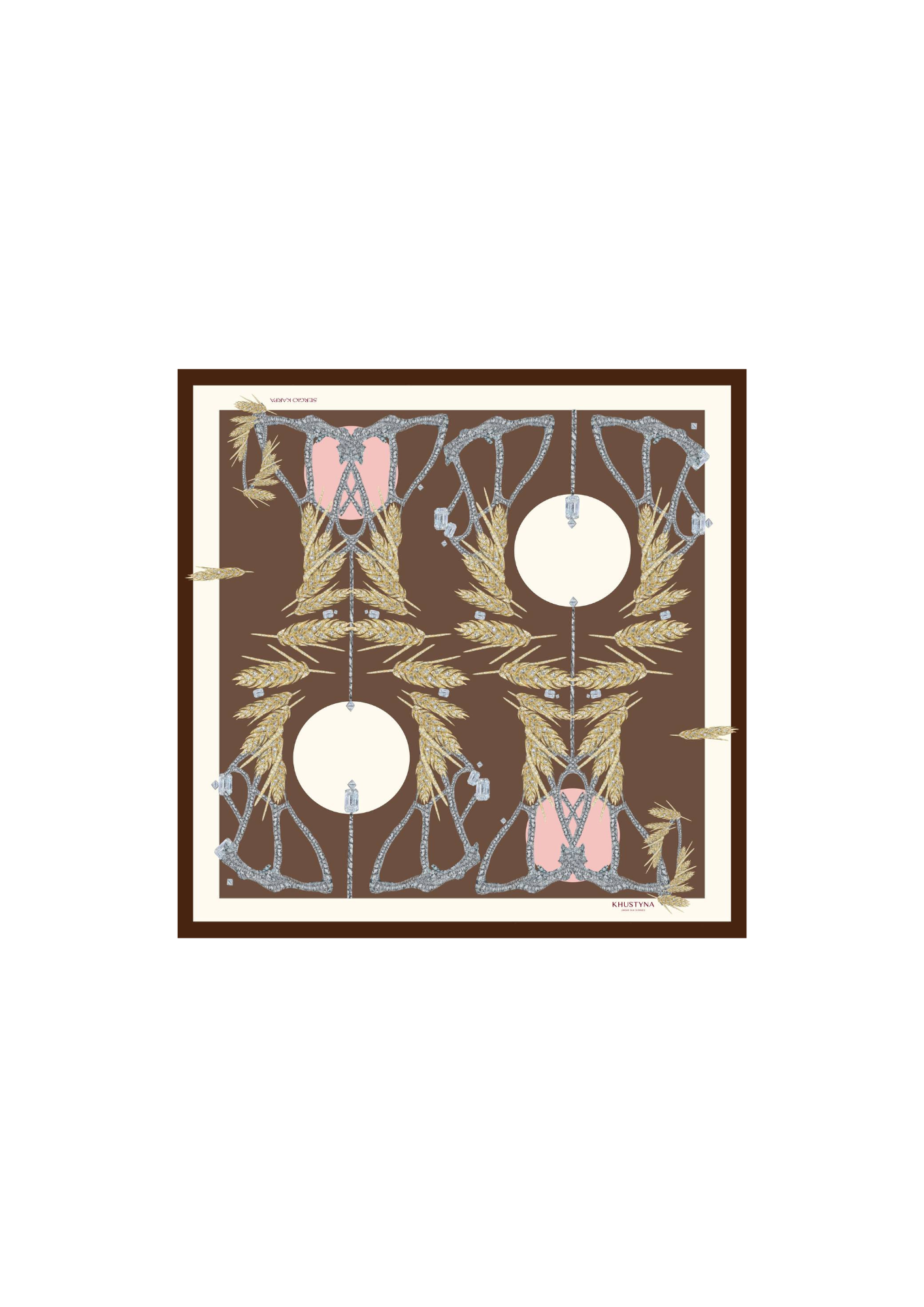 Silk scarf - brown wheat men's