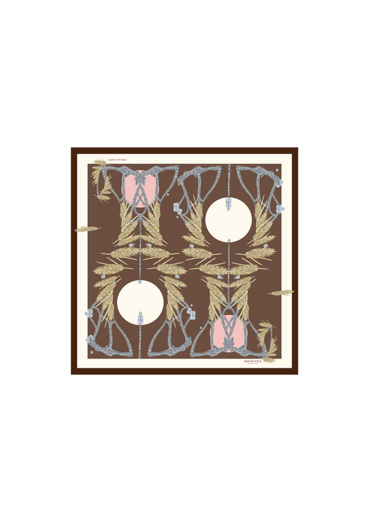 Silk scarf - brown wheat men's