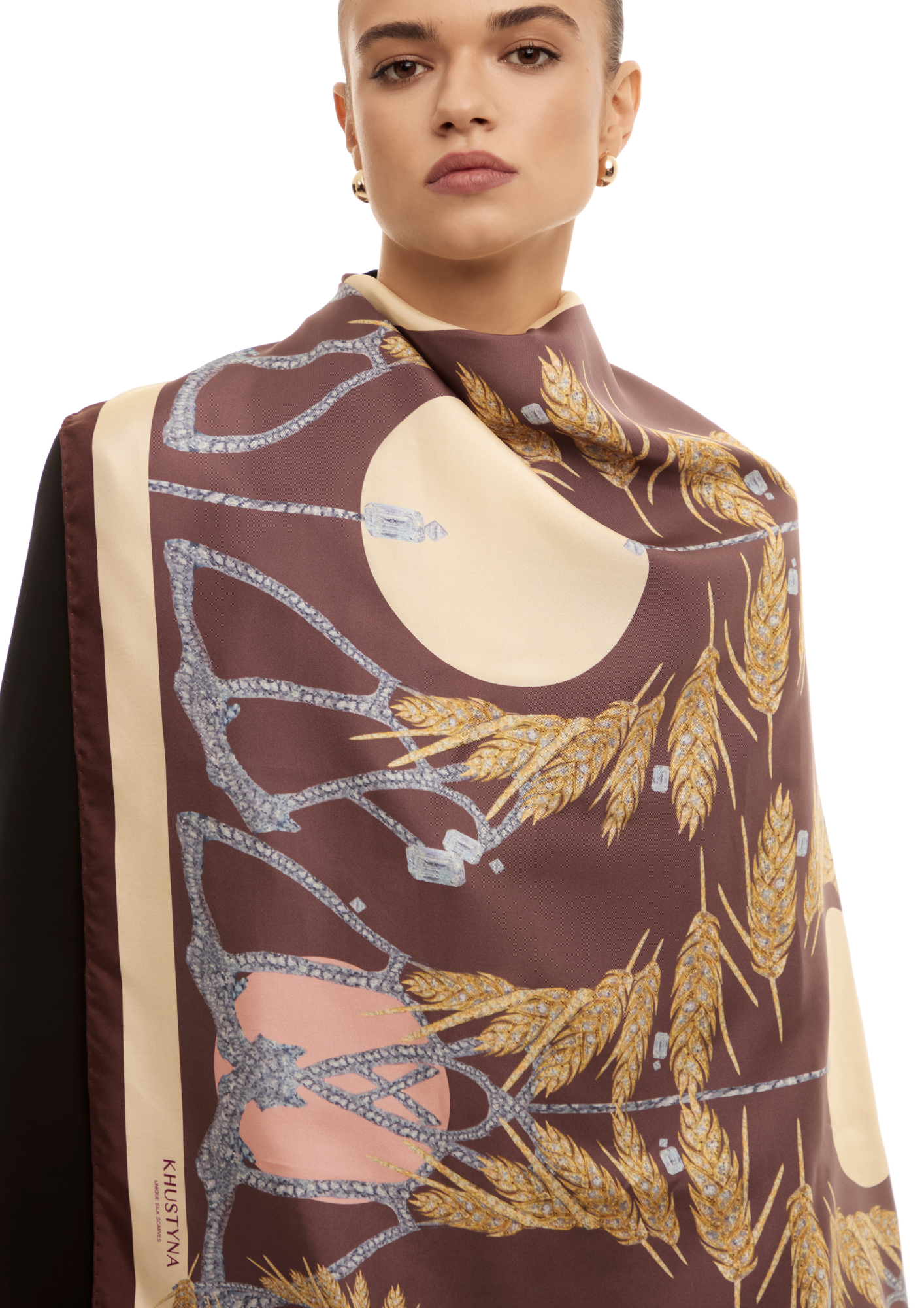 Silk scarf - Gold wheat brown