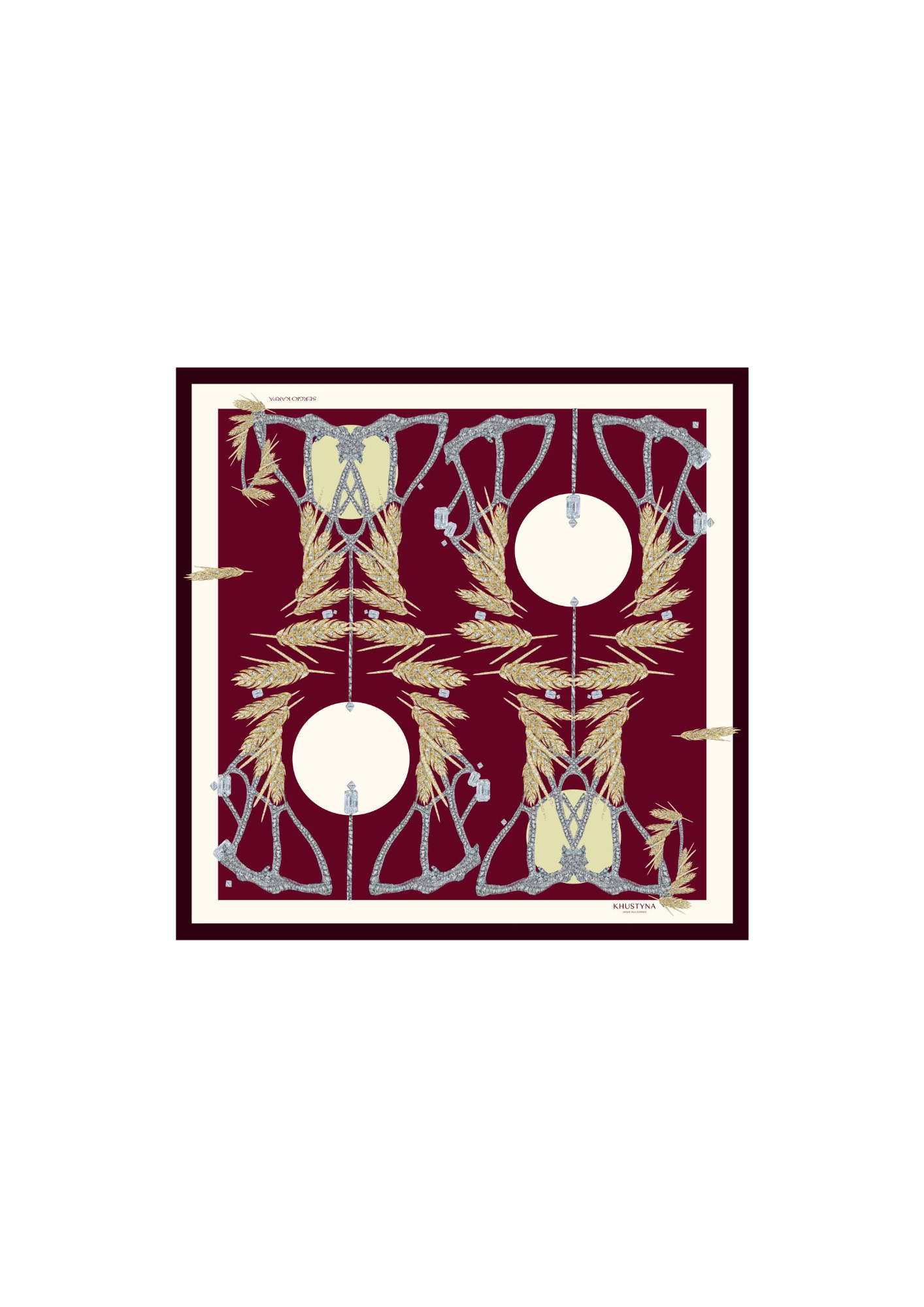 Silk scarf - bordo wheat men's