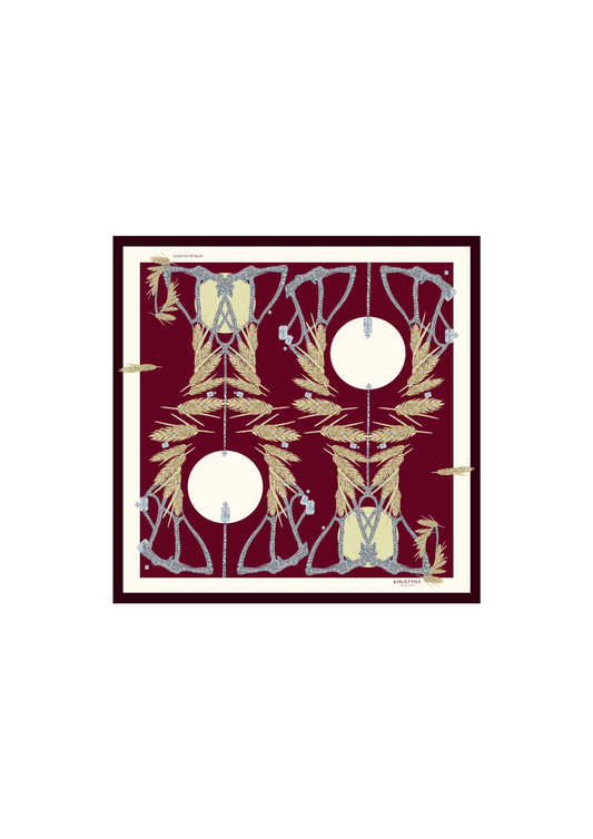 Silk scarf - bordo wheat men's