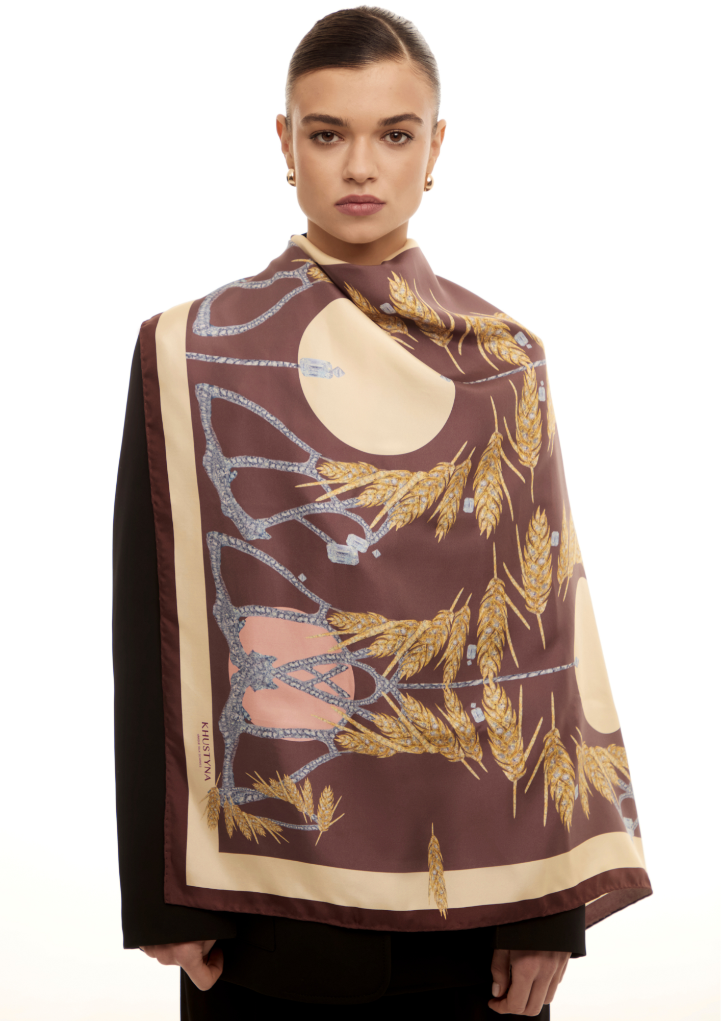 Silk scarf - Gold wheat brown