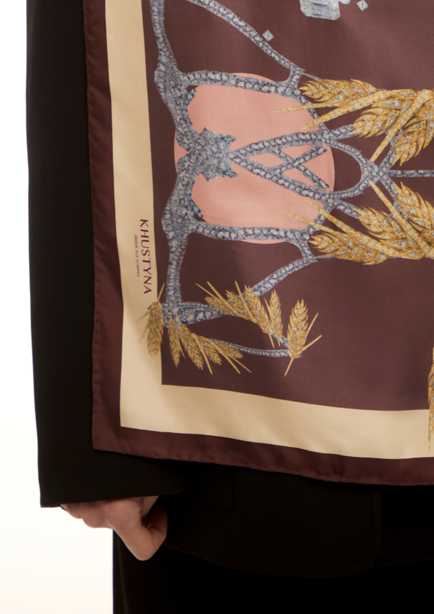 Silk scarf - Gold wheat brown