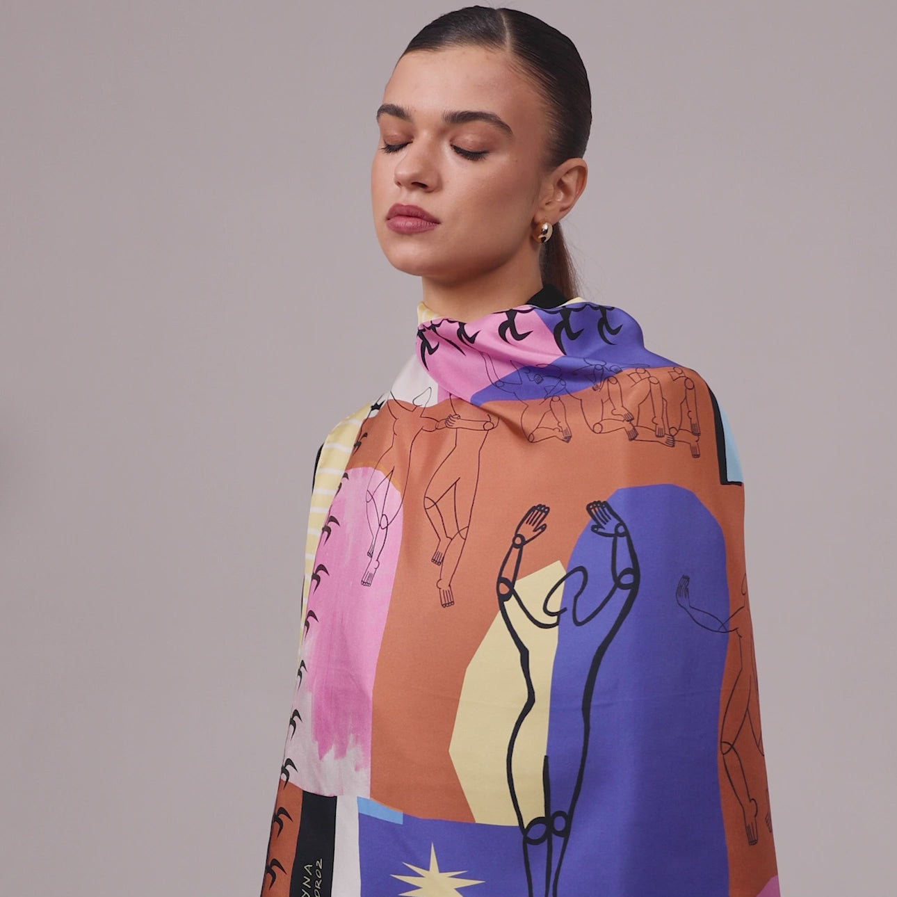 Seidenschal - ukrainischer schwarzer Weizen