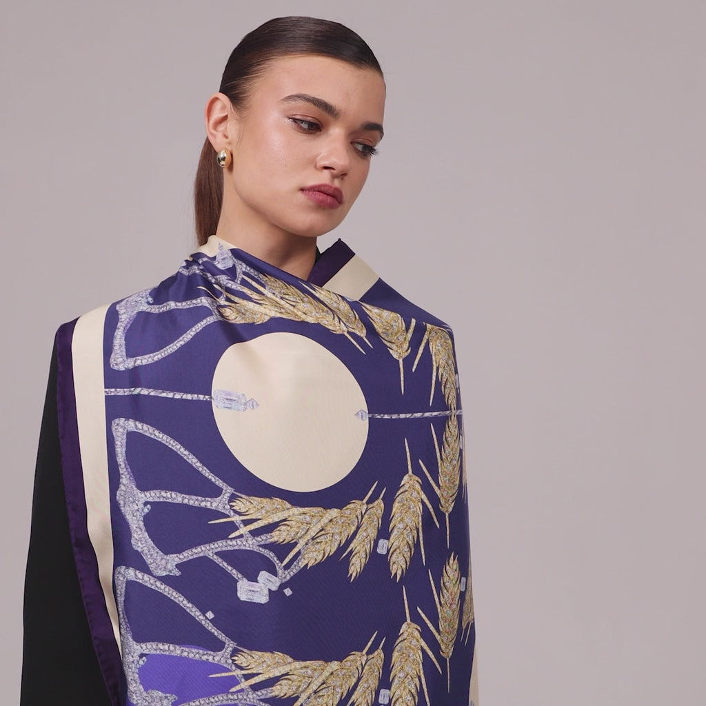 Seidenschal - ukrainischer schwarzer Weizen