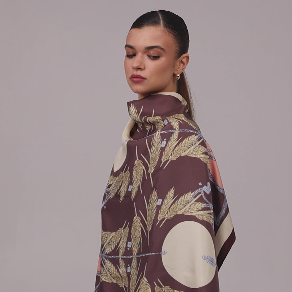 Silk scarf - Gold wheat brown