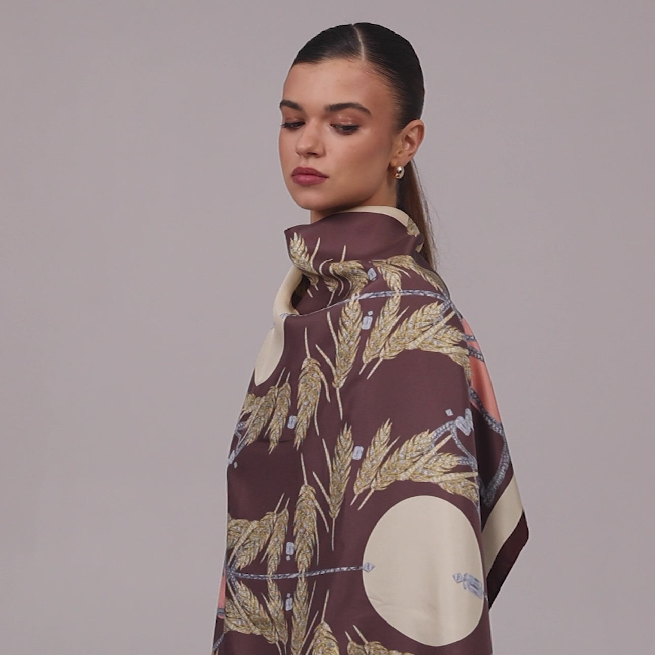 Silk scarf - Gold wheat brown