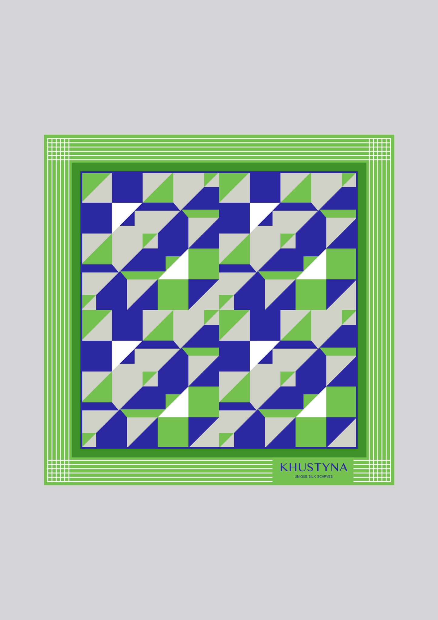 Foulard en soie - Triangles bleus