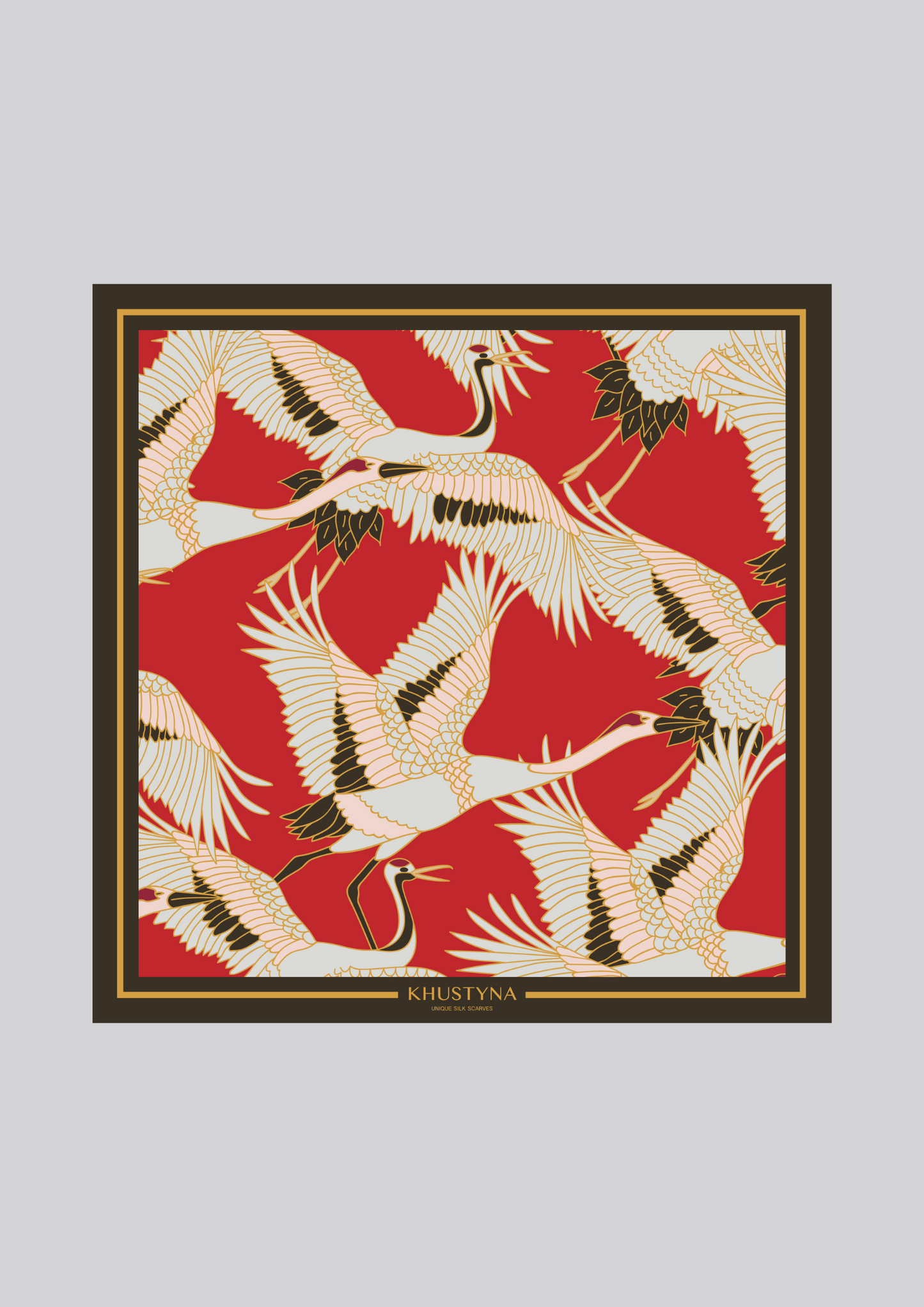 Шовкова хустина - Red cranes