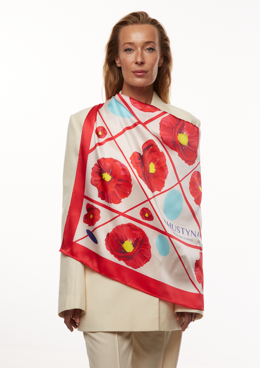 Silk scarf - Ukrainian red poppy