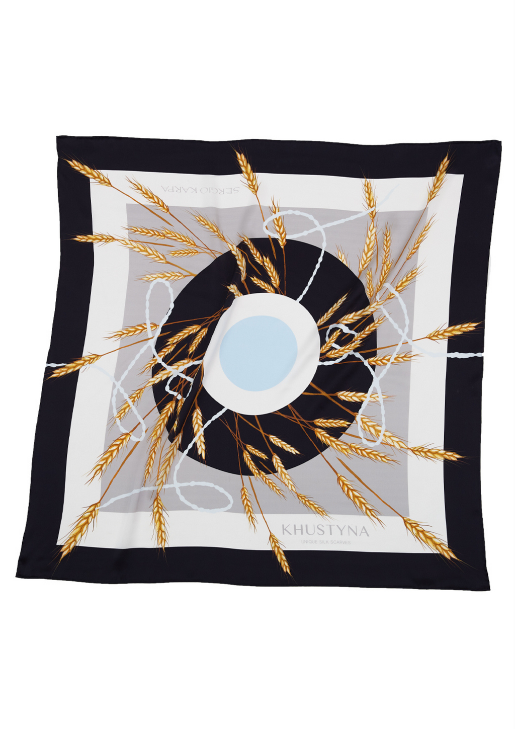 Silk scarf - Ukrainian black wheat