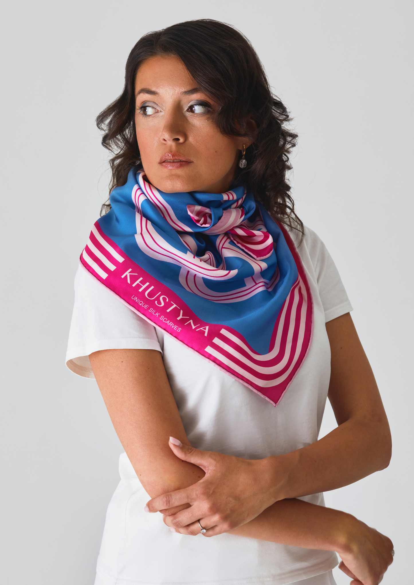 Silk scarf - Pink & blue art