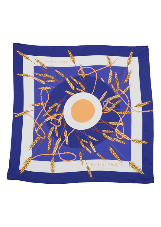 Silk scarf - Ukrainian blue wheat